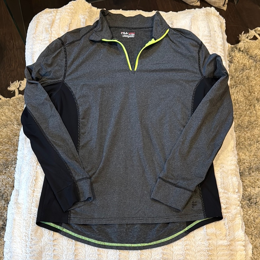 Fila Black and Gray Pullover with Neon Accents
